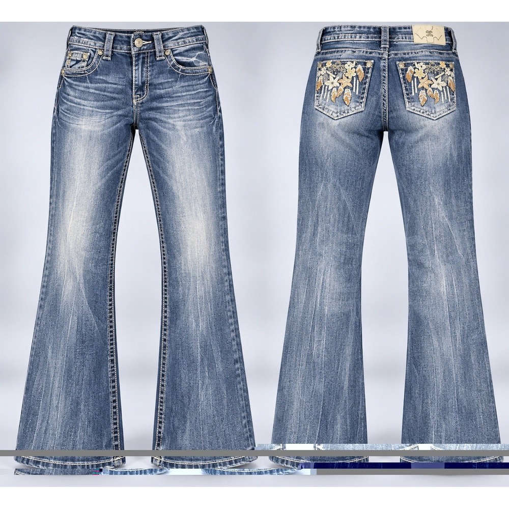 Miss Me Boot Jeans womens 30x30 Y2K mid Rise embroidered sequin feathers flowers